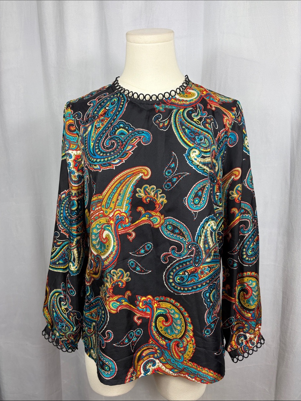 J. Crew Silk Twill Top Blouse in Bold Paisley Multi. - Picture 3 of 13